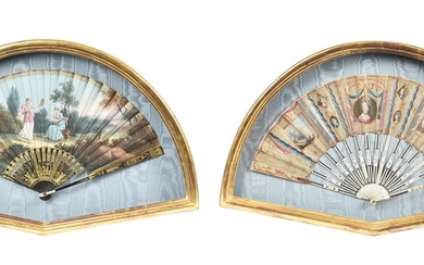 Y Two giltwood framed fans
