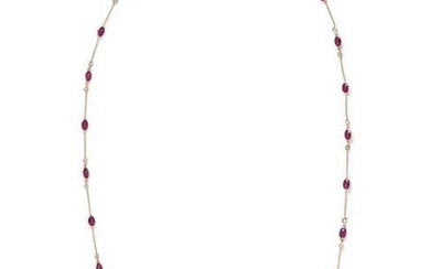 YELLOW GOLD, RUBY AND DIAMOND NECKLACE