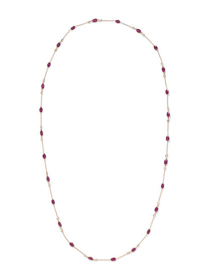 YELLOW GOLD, RUBY AND DIAMOND NECKLACE