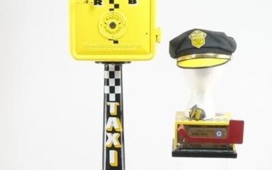 Yellow Cab Taxi Call Box, Meter, Hat, and Badge