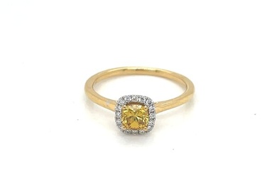 Yellow & White Gold Cushion Cut Diamond Ring