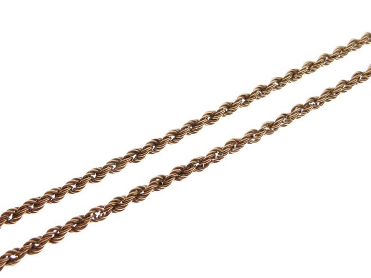 Yellow metal rope-twist necklace stamped 9k, 9.3g approx