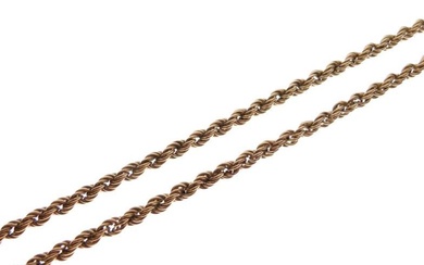 Yellow metal rope-twist necklace stamped 9k, 9.3g approx