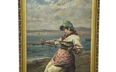 "Young Fisherwoman" By S Borgognoni - Italian Painter