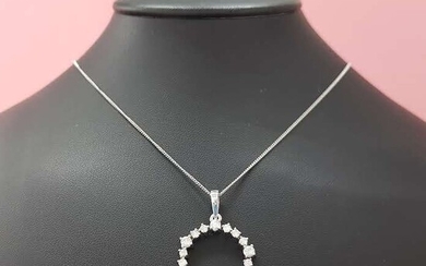 collection d vvs graduated circle necklace - 14 kt. White gold - Necklace with pendant - 1.25 ct Diamond - AIG Certified NO RESERVE