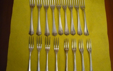 cutlery set (spoons, forks, knives, spoons) - .800 silver - artigianale - Italy - Early 20th century