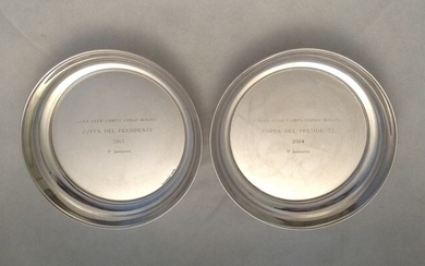 pair of shallow round bowls(2) - .925 silver - Guanziroli - Como- Italy - 21st century