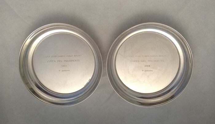 pair of shallow round bowls(2) - .925 silver - Guanziroli - Como- Italy - 21st century