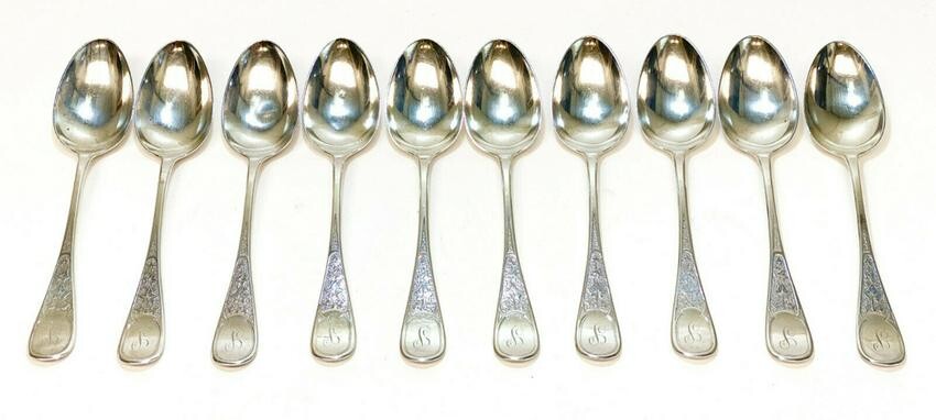 10 Tiffany Sterling Silver Tablespoons in Antique Ivy