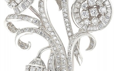 10058: Diamond, Platinum, White Gold Pendant-Brooch St