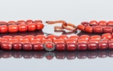 Amber and Silver Mounted Carnelian Necklace