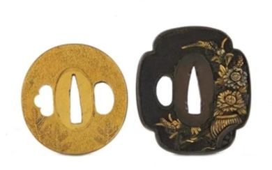Japanese gilt and bronze tsubas (2pcs)