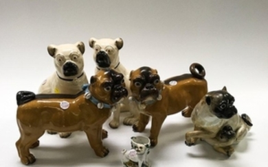 Six Ceramic Pugs