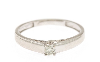 A diamond solitaire ring set with a brilliant-cut diamond weighing app. 0.10 ct., mounted in 14k white gold. Size 52.