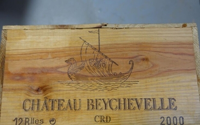 12 bouteilles CHÂTEAU BEYCHEVELLE 2000 4è GC Saint Julien Caisse bois d'origine