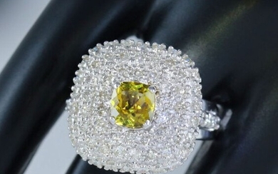 14 K White Gold Alexandrite (IGI Cert.) & Diamond Ring