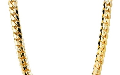 14K GOLD 9mm. MIAMI CUBAN LINK NECKLACE 26 In. 150 Gr A Stunning Solid 14K Yellow Gold 9 mm Miami