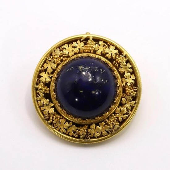 14KY Gold Lapis Pin with Watch or Pendant Hook