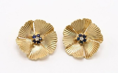 14KY Gold Sapphire and Diamond Earrings