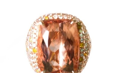 14k RG 16.18ctw Morganite & 3.38ctw Diamond Ring