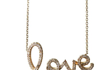 14k Yellow Gold Diamond "Love" Necklace