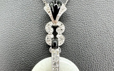 14k white jade and diamond necklace