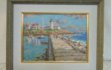 Painting, Lighthouse, Sven Ohrvel Carlson, oil on board