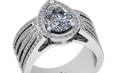1.68 Ctw SI2/I1 Diamond 14K White Gold Engagement Halo Ring