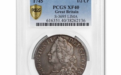 1745-LIMA Great Britain Silver Halfcrown George II