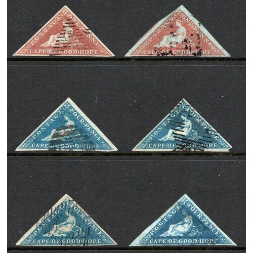 1853 DEEPLY BLUED PAPER 1d BRICK RED (2) and 4d blue (4). Go...