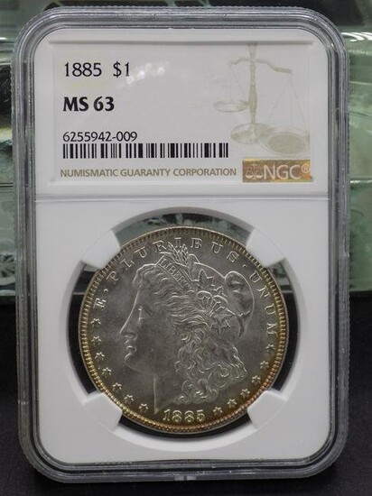 1885 MS63 Morgan dollar. Graded NGC