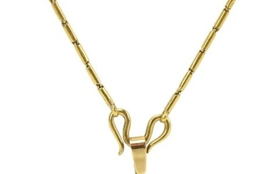 18K YG Egyptian Revival Necklace w Aquamarine