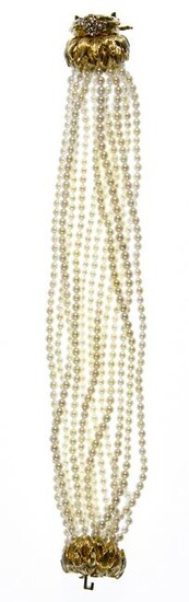 18k Gold, Pearl and Diamond Bracelet