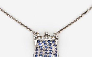 18k Lumiere Diamond Sapphire Opening Purse Necklace