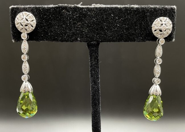 18k diamond peridot earrings