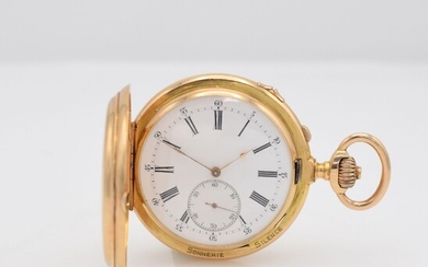 18k pink gold hunting cased pocket watch...