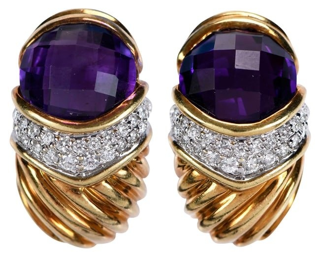 18kt. David Yurman Amethyst and Diamond Earrings in United States