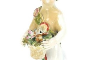 18th century Bow hand painted figure of putti holding