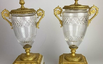 19TH C. BRONZE AND CRYSTAL VASES