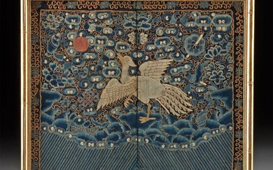 19th C. Chinese Silk Rank Badge / Mandarin Square