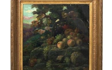 19th Century Oil, Still Life with Fruit