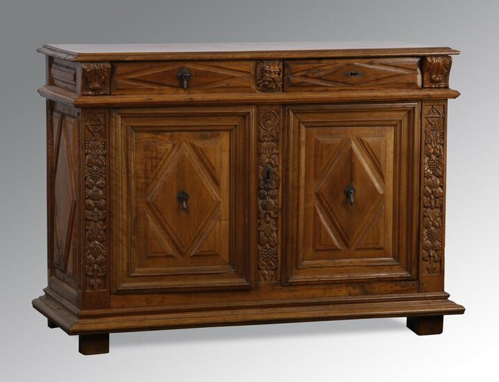 19th c. French carved walnut buffet
