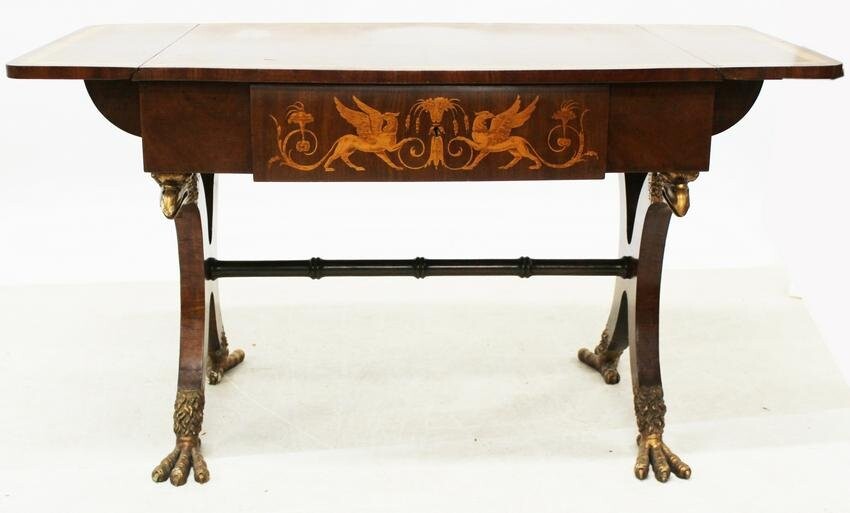 19th c Marquetry Inlaid Writing Desk