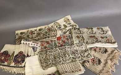 19th century Ottoman embroidered textiles, mainly towels, wi...