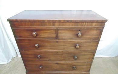 19th century mahogany chest of two short over three long dra...