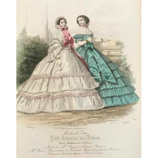 19thc French Hand-colored Engraving, Fashion Plate