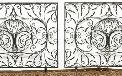 (2) FRENCH ARCHITECTURAL WROUGHT IRON PANELS