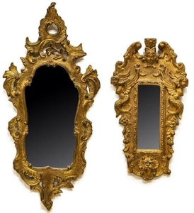 (2) FRENCH CARVED GILTWOOD WALL MIRRORS