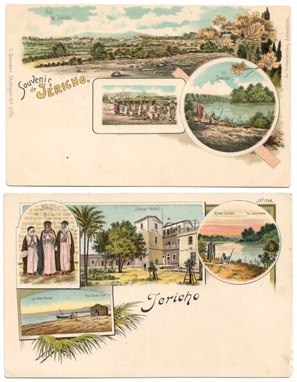 2 Lithographic Postcards - Jericho and its surroundings