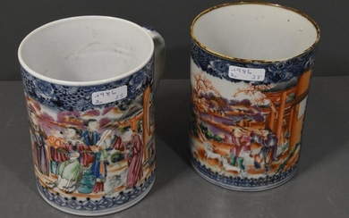 2 porcelain cups of China late 18th century (Ht.12cm, one with chips)